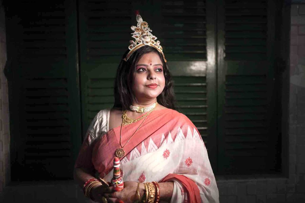 Playful candid moment between bride and groom